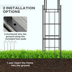 Black metal garden arch trellis frame with ground installation base