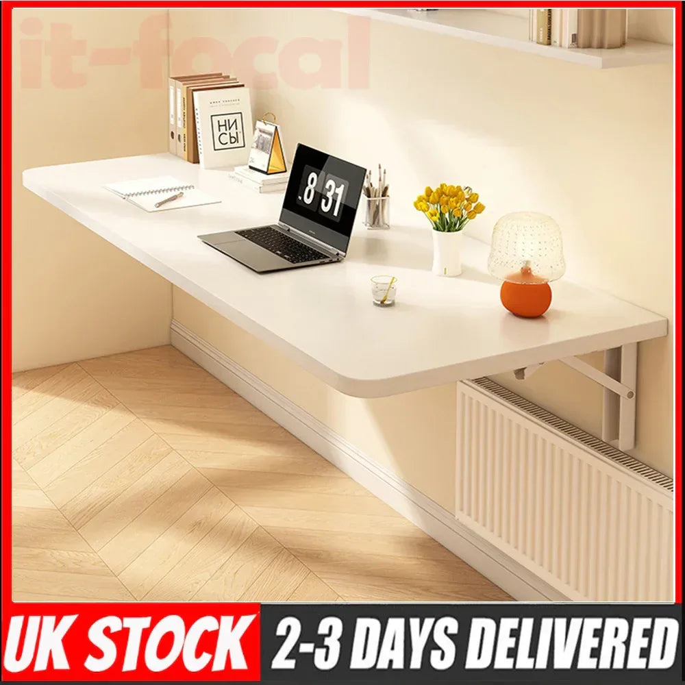 Wall Folding Table Drop-Leaf Folding Floating Hanging Computer Desk White UK - Bobobiy