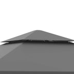 Grey double-tier gazebo roof canopy with sloped panels and central ridge