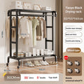Movable Coat Rack With Universal Wheels Multifunctional Double-deck Simple Clothes Hanger Floor-Standing Bedroom Wardrobe