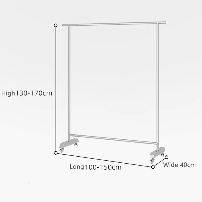 Floor-To-Ceiling Adjustable Stand Mobile Clothes Rail With Wheel Clothing Shop Stainless Steel Display Rack