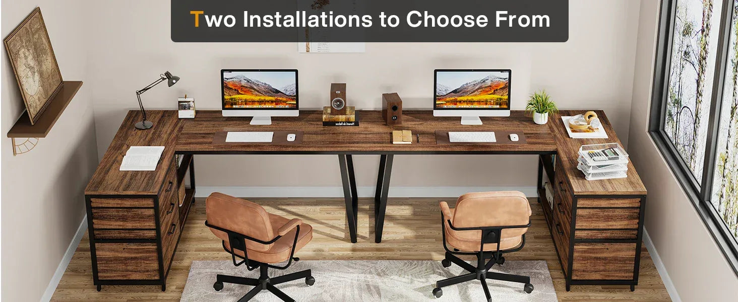 Tribesigns L-Shaped Computer Desk with 3 Drawers, Reversible Corner Home Office Desk with Shelves, 53-Inch Industrial PC Desk St - Bobobiy