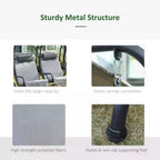 Grey two-seat canopy swing chair with sturdy metal frame and heavy springs