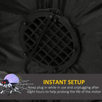 Inflatable spider air vent/plug panel on black fabric housing