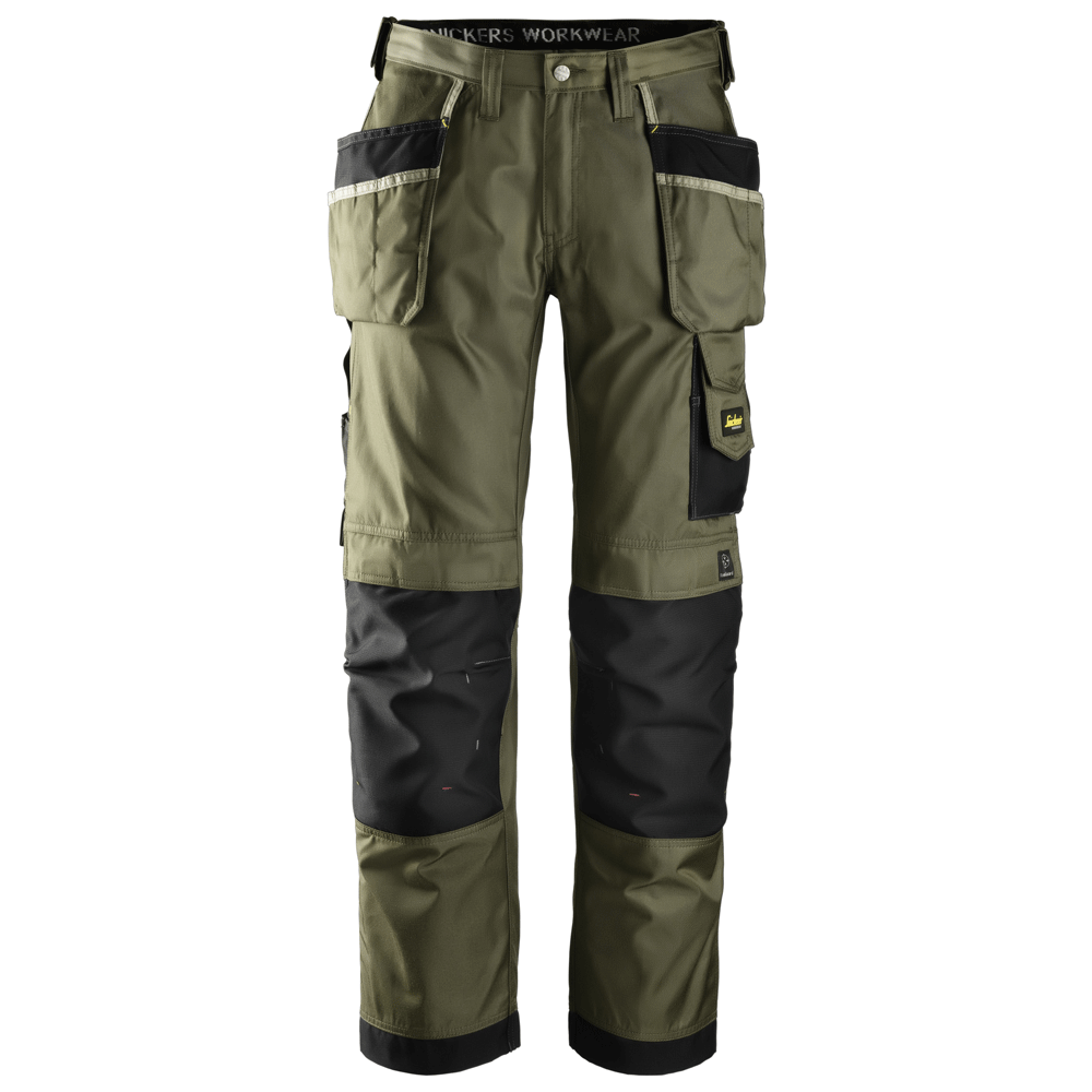 Snickers-3212-Craftsmen-Holster-Pocket-Trousers-DuraTwill-Olive-Green-Black-Workwear-Nation-Ltd-6785 - Bobobiy