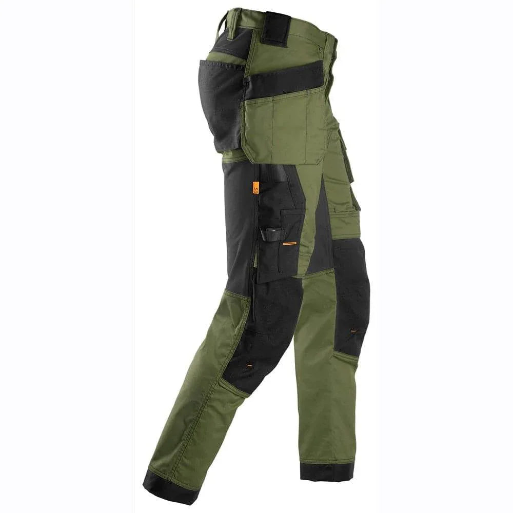 Snickers-6241-AllroundWork-Stretch-Work-Knee-Pad-Trousers-Holster-Pockets-Khaki-Green-Workwear-Nation-Ltd-9516 - Bobobiy