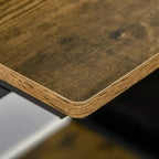 Rustic brown desktop corner with rounded edge and visible wood-grain texture