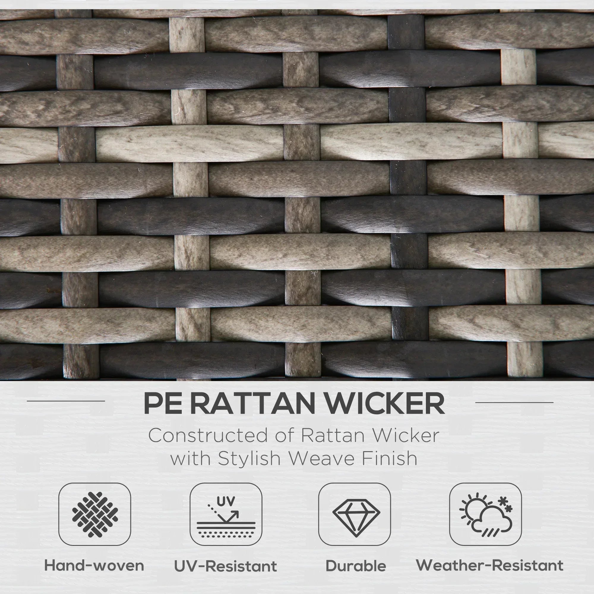 Outdoor PE Rattan Corner Sofa, Garden Wicker Furniture Single Sofa Chair w/ Cushions, Deep Grey - Bobobiy