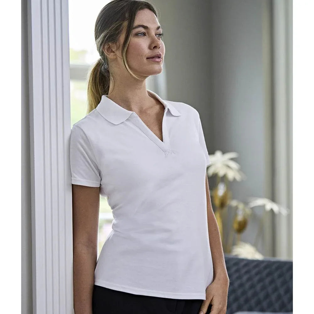 Tee Jays 1409 Ladies Luxury Stretch V Neck Polo Shirt - Bobobiy