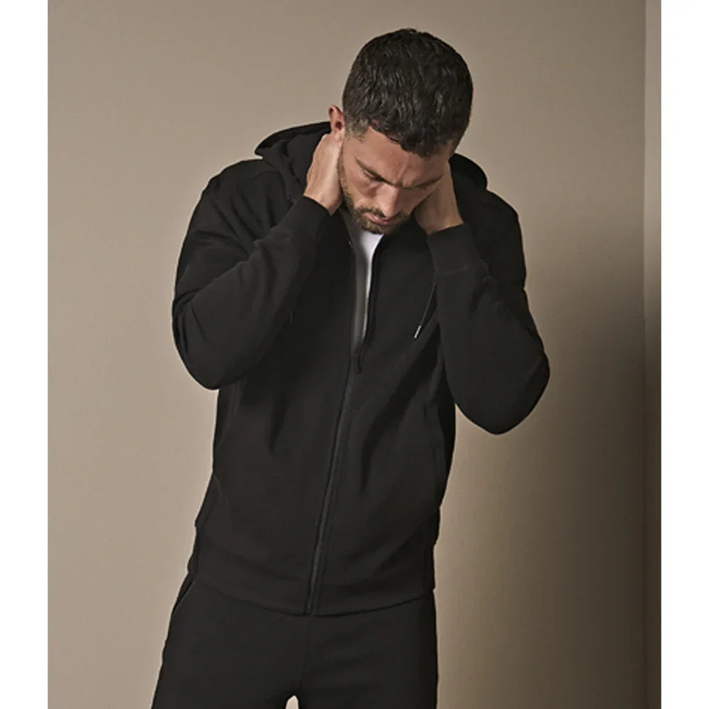 Tee Jays 5508 Ribbed Interlock Hooded Full Zip Sweat - Bobobiy