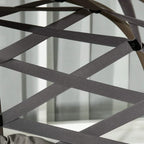 Close-up of dark sand-brown metal lattice weave for an egg chair frame