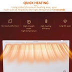 White convector radiator with front grille and visible heating glow from vents