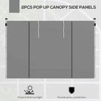 Light grey gazebo side panel set, 2 panels with black edge trim and top tie cords