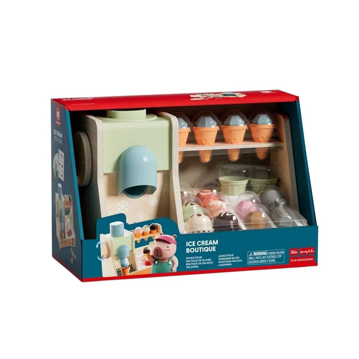 Ice cream play set in retail box with machine and assorted accessories