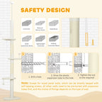Beige cat tower with sisal scratching posts and wall-mount installation parts for safety