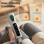 Grey heat and air-pressure leg massager controller with buttons for auto settings