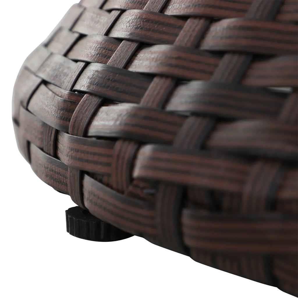 PE Rattan Ice Bucket Table, Height Adjustable Liftable Outdoor Drinks Cooler, 52 cm Round Garden Beer Cocktail Table with Lid for Bar, Patio, Terrace, Brown - Bobobiy