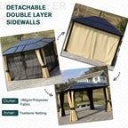 Gazebo with detachable double-layer sidewalls and mosquito net curtains