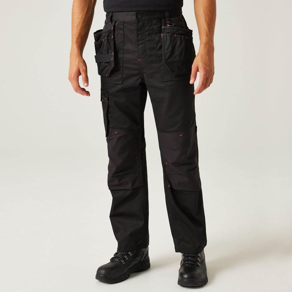 Regatta TRJ387 Incursion Holster Pocket Trousers Black / 36" Waist / Short Leg - Bobobiy