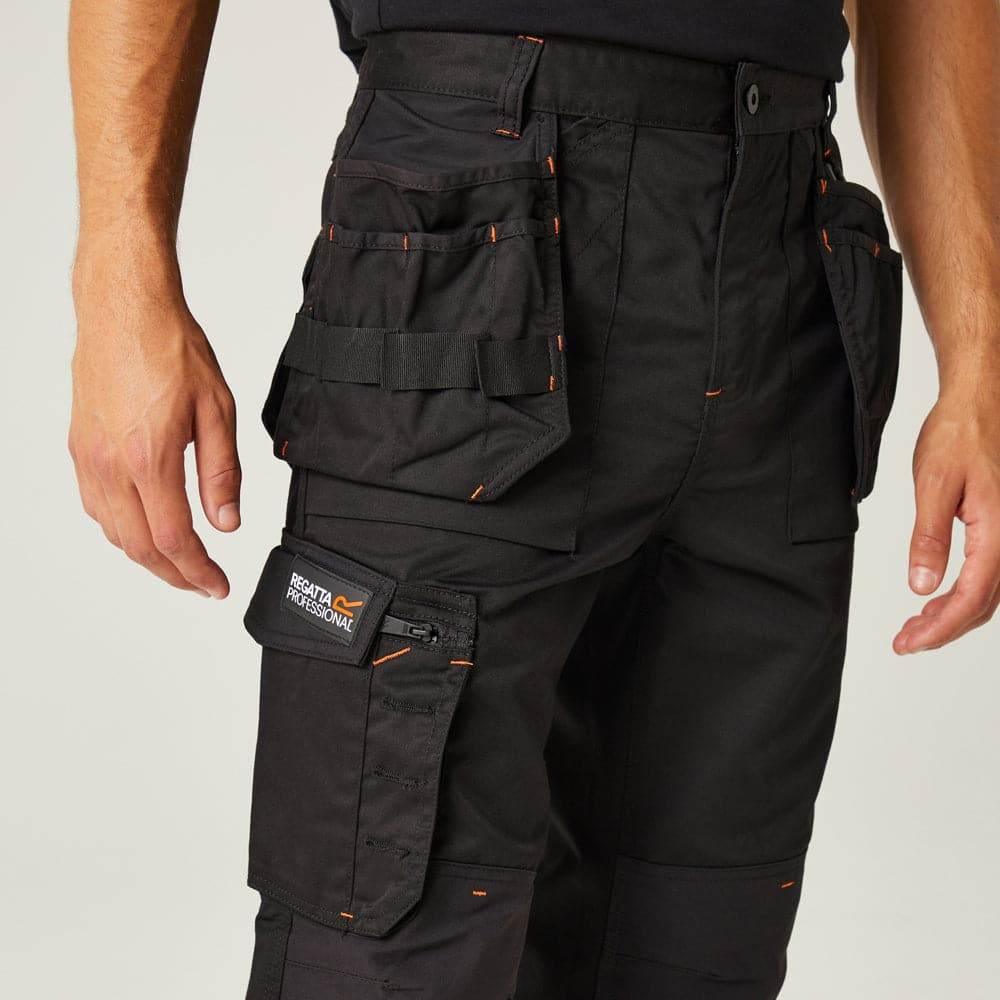 Regatta TRJ387 Incursion Holster Pocket Trousers Black / 36" Waist / Short Leg - Bobobiy