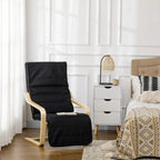 Black lounge armchair with bentwood base and removable cushioned seat and back