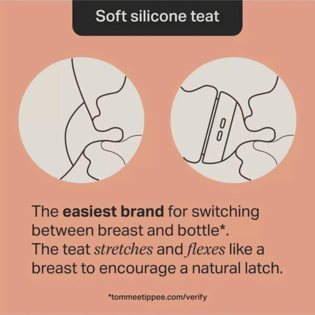 Soft silicone baby bottle teat with valve insert, product diagram