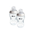 Tommee Tippee baby bottle set: two clear 340ml bottles with soft white teats