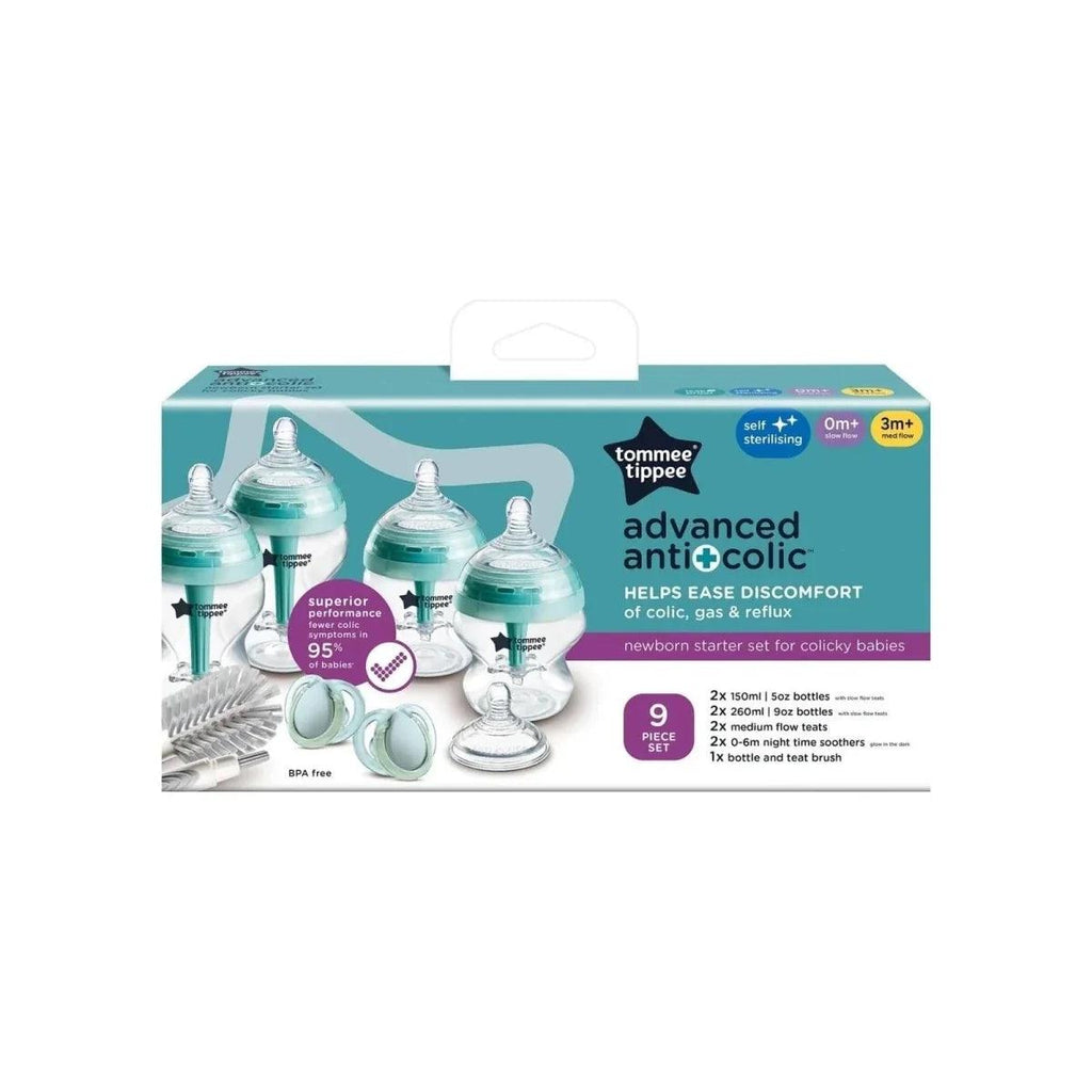 Tommee Tippee Advanced anti-colic newborn starter set box with 9 pieces