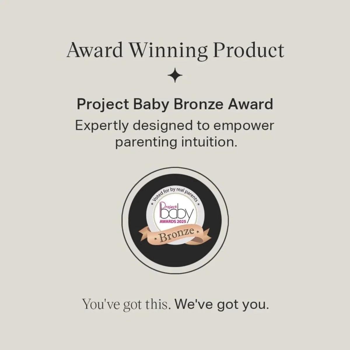 Award badge card reading Project Baby Bronze Award for parenting products