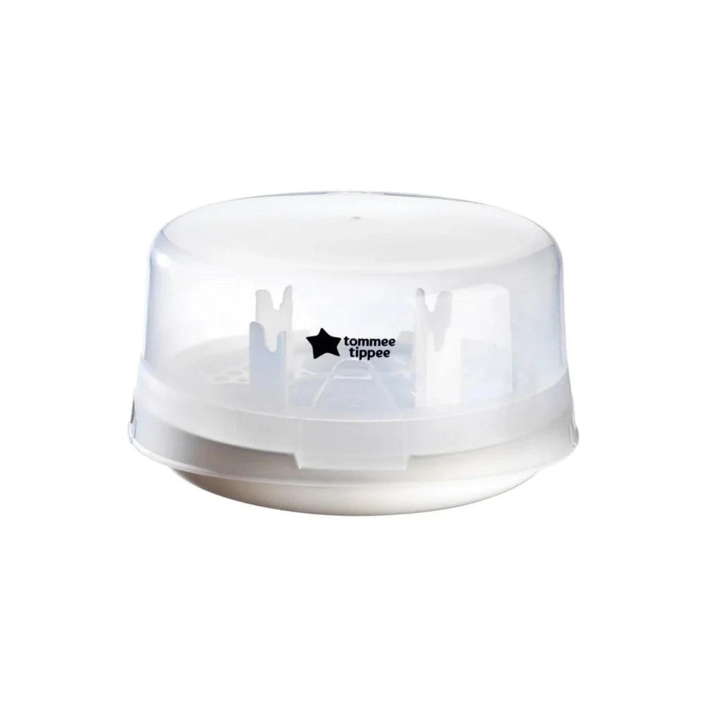Tommee Tippee white microwave steam steriliser with clear domed lid