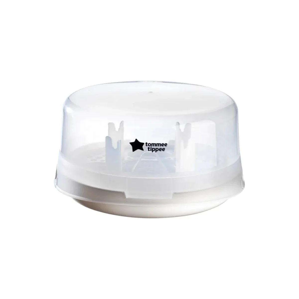 Tommee Tippee white microwave steam steriliser with clear domed lid
