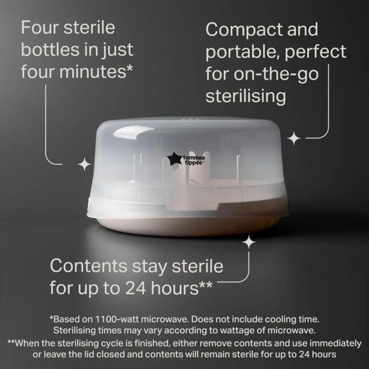 Tommee Tippee compact microwave steam steriliser with transparent lid