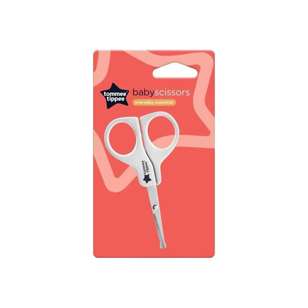 Tommee Tippee baby scissors retail pack with white scissors inside