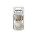 Tommee Tippee ultra fit latex soothers, pack of 2, light cream and beige.