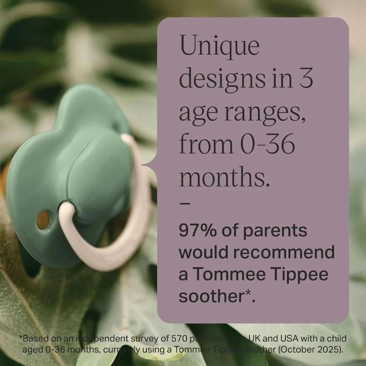 Green latex soother with flexible shield and teat.
