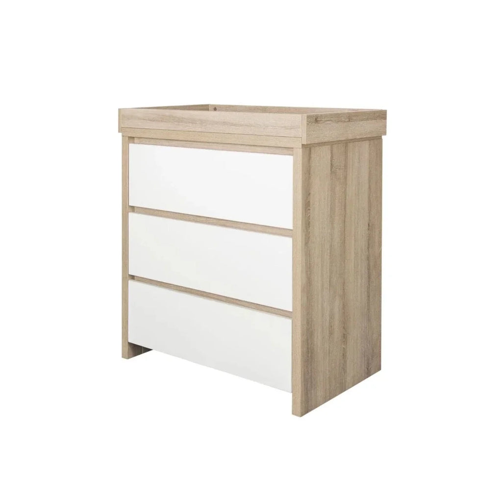 Light oak cot bed nightstand-style end panel with slatted front and top rail