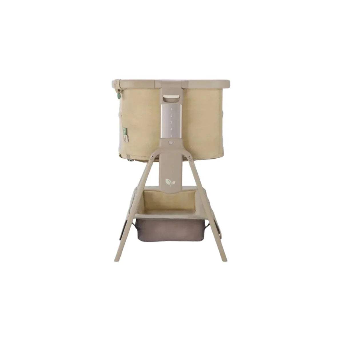 Sand bedside crib with padded side walls and freestanding legs