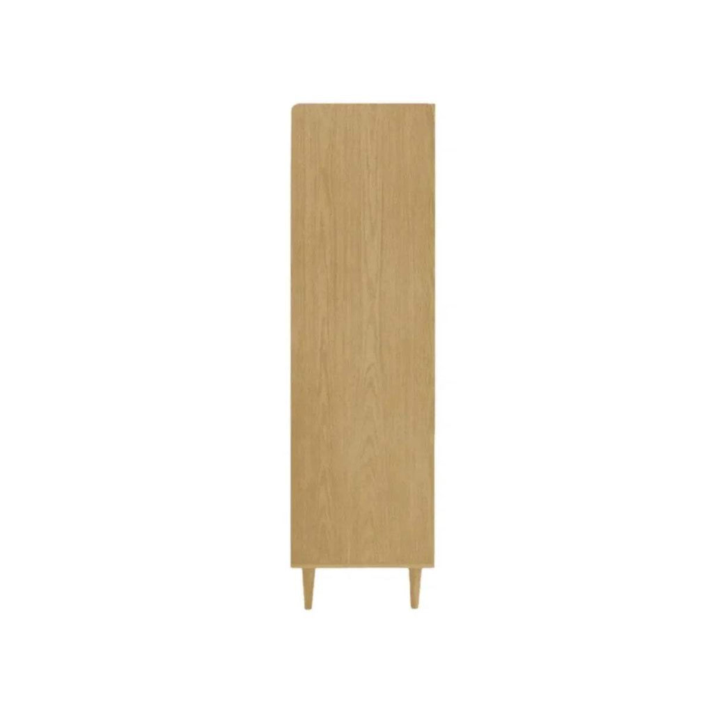 Light oak wardrobe side view with straight frame and tapered feet