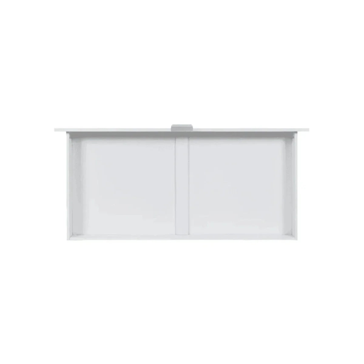 White underbed drawer box with center divider and top rail