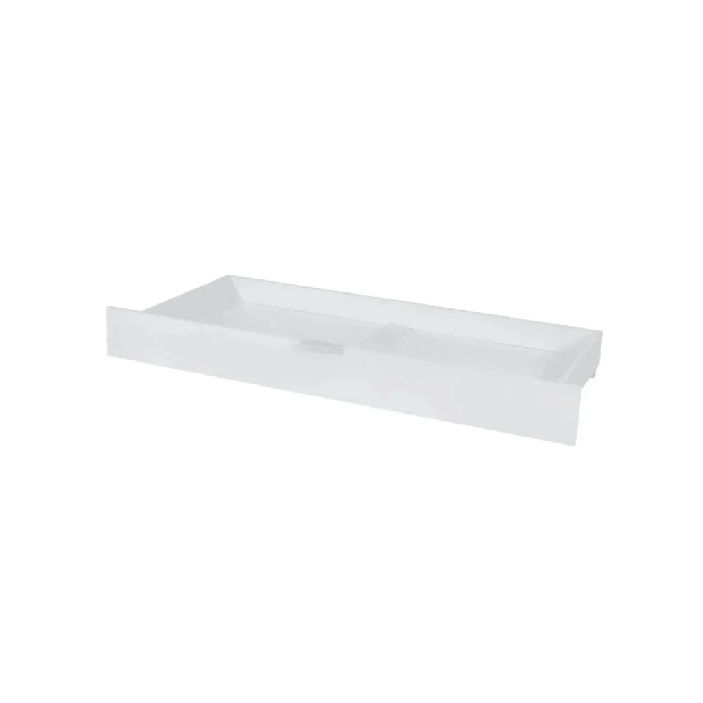 White underbed drawer with open tray and low front panel