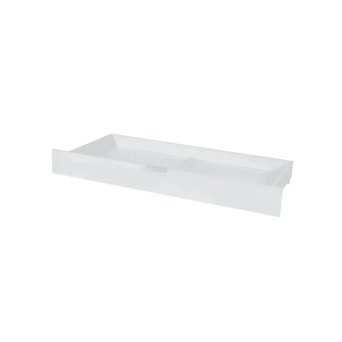 White underbed drawer with open tray and low front panel