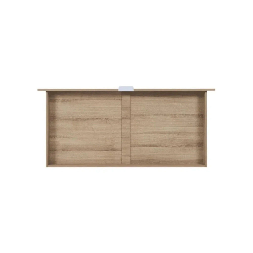 Oak underbed storage drawer front panel with two sections and central pull tab