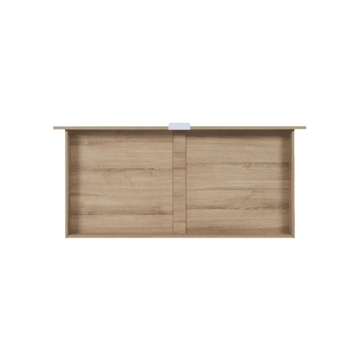 Oak underbed storage drawer front panel with two sections and central pull tab