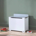 Tutti Bambini Rio toy box with white body and dove grey lid, front opening