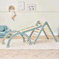 Ocean stone Pikler climbing frame with curved arch base and wooden rungs