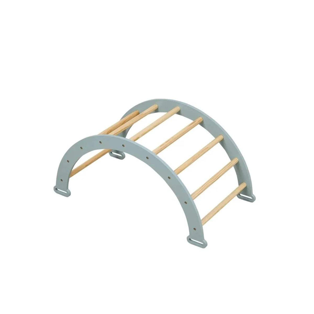 Ocean stone arched base with wooden ladder rungs for Pikler climbing frame