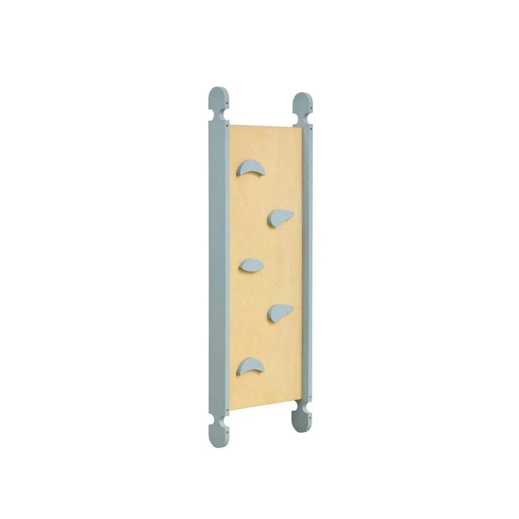 Ocean stone padded climbing wall panel with curved cutouts for Pikler frame