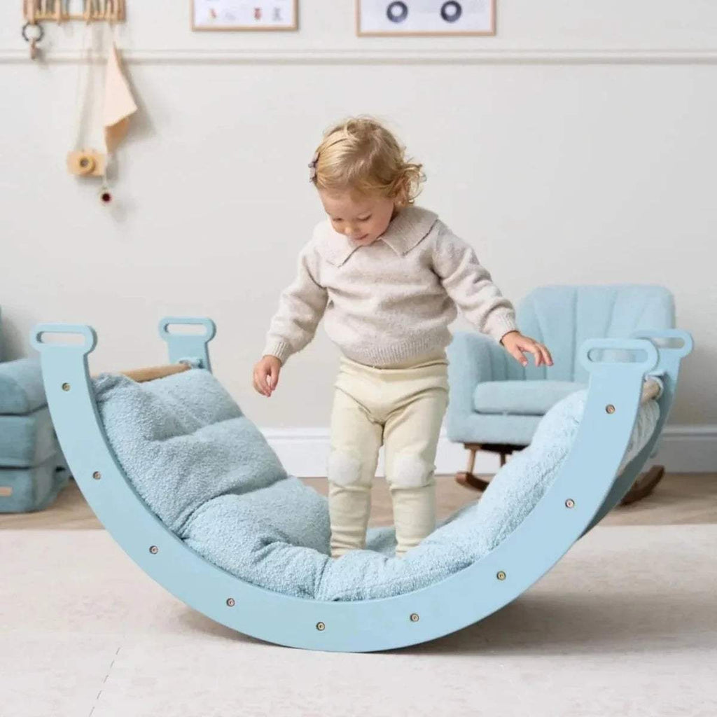 Ocean stone curved rocker swing base with soft cushion and side ladder panels