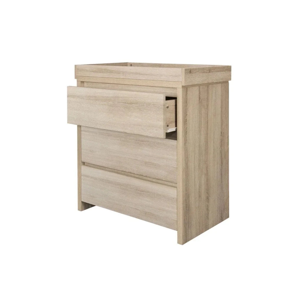 Light oak under-bed storage drawers with an open compartment
