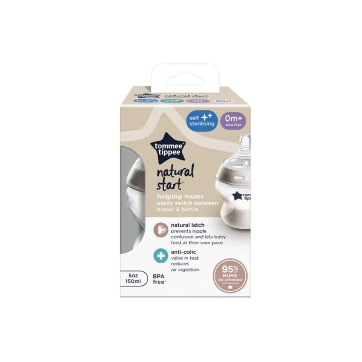 Tommee Tippee Natural Start baby bottle 150 ml box with extra-slow flow teat